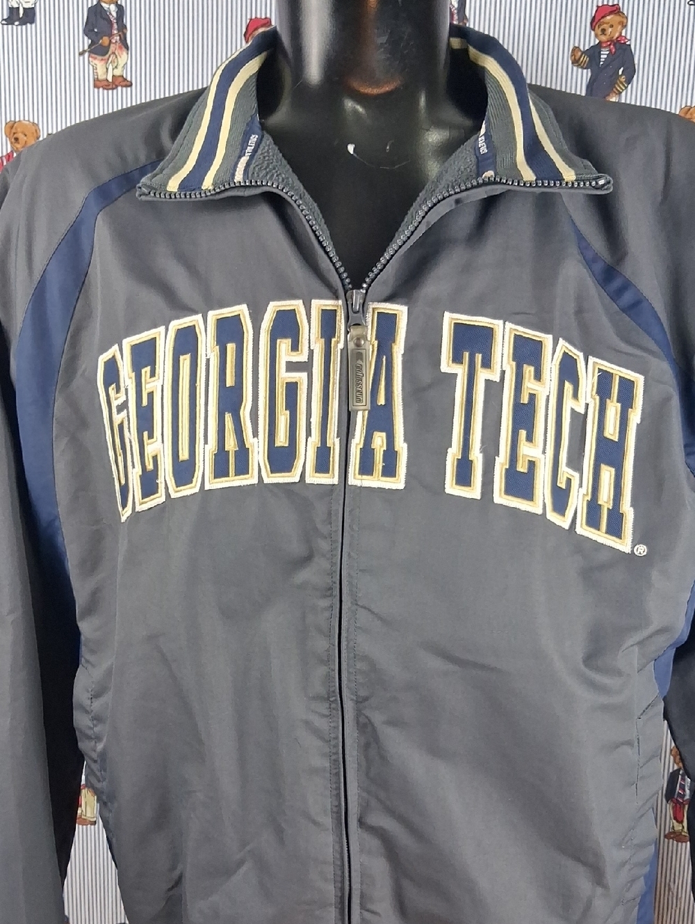 Georgia Tech Big Lettering Spellout Fleece Lined Grey & Blue Lrg Jacket Coat